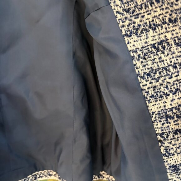 Helene Berman London Navy White Tweed Double Breasted Boucle Blazer Jacket M NWT - Picture 7 of 14